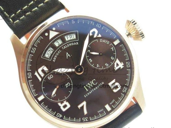 MIROTIME 1221 Popular Big Pilot Real PR IW502706 RG YLF 1:1 Best Edition Brown Dial On Calfskin Strap A 7223